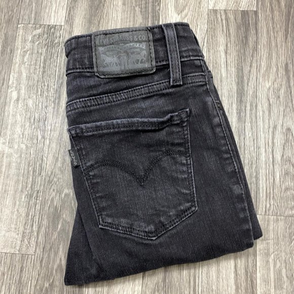 LEVI'S 711 Skinny Leg Mid Rise Stretch Black Denim Jeans Women's Size W 27 L 30 - Picture 1 of 12